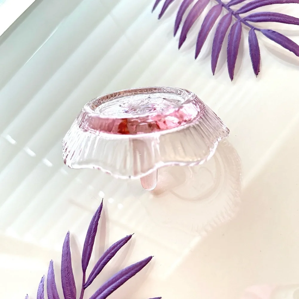 Pink Glass Ring Holder Jewelry Dish